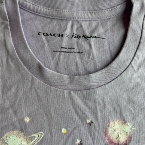NWOT Made in PERU COACH x Kiko Mizuhara ART Tee Shirt T-Shirt Top 100% Cotton S - Picture 6 of 6